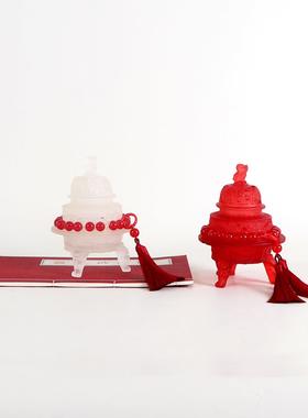 新中式样板间香炉组合摆件客厅书房桌面软装饰品茶室博古架工艺品