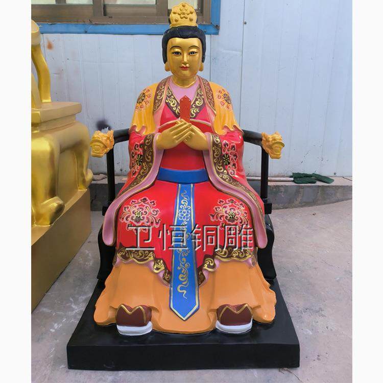 大型纯铜碧霞元君泰山奶奶铜佛像寺庙供奉摆件铸铜彩绘泰山娘娘