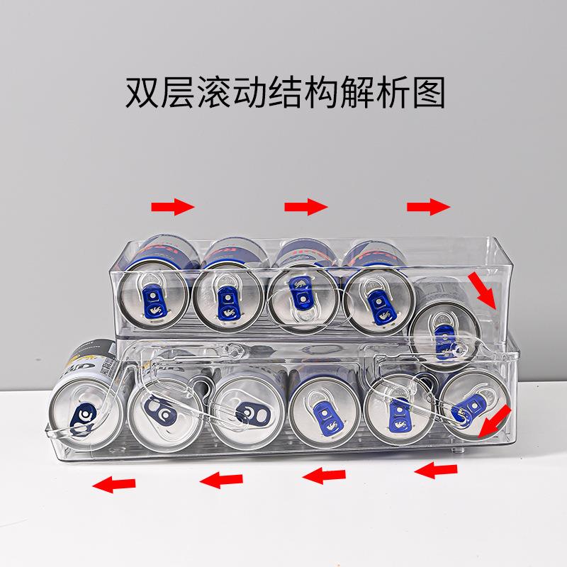 升降 啤酒饮料冰箱盒双层滚动易拉罐可乐抽屉置物架PET双层饮料架