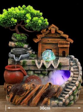 插树小假山流水风水轮店面家居装饰可养鱼客厅办公室81251摆件