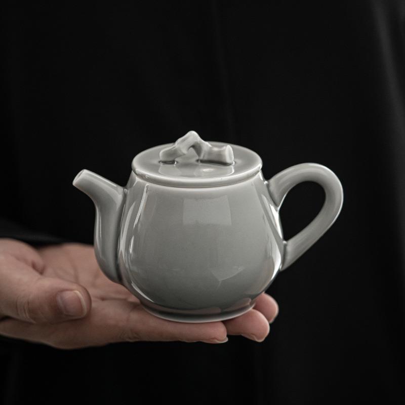 冰灰釉墨竹正把壶 日式陶瓷功夫茶壶单壶家用普洱急需手执壶小壶