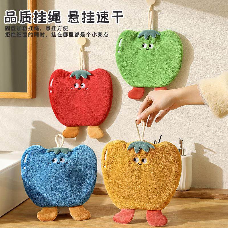 可爱卡通蔬菜擦手巾悬挂式加厚珊瑚绒厨房卫生间擦手速干毛巾手帕,家庭/个人清洁工具,厨房擦手巾,淘宝优惠券,粉丝福利购,淘宝优惠卷