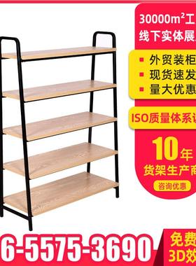 新款单面黑色梯形钢木结构超市零食货架精品店展示货架