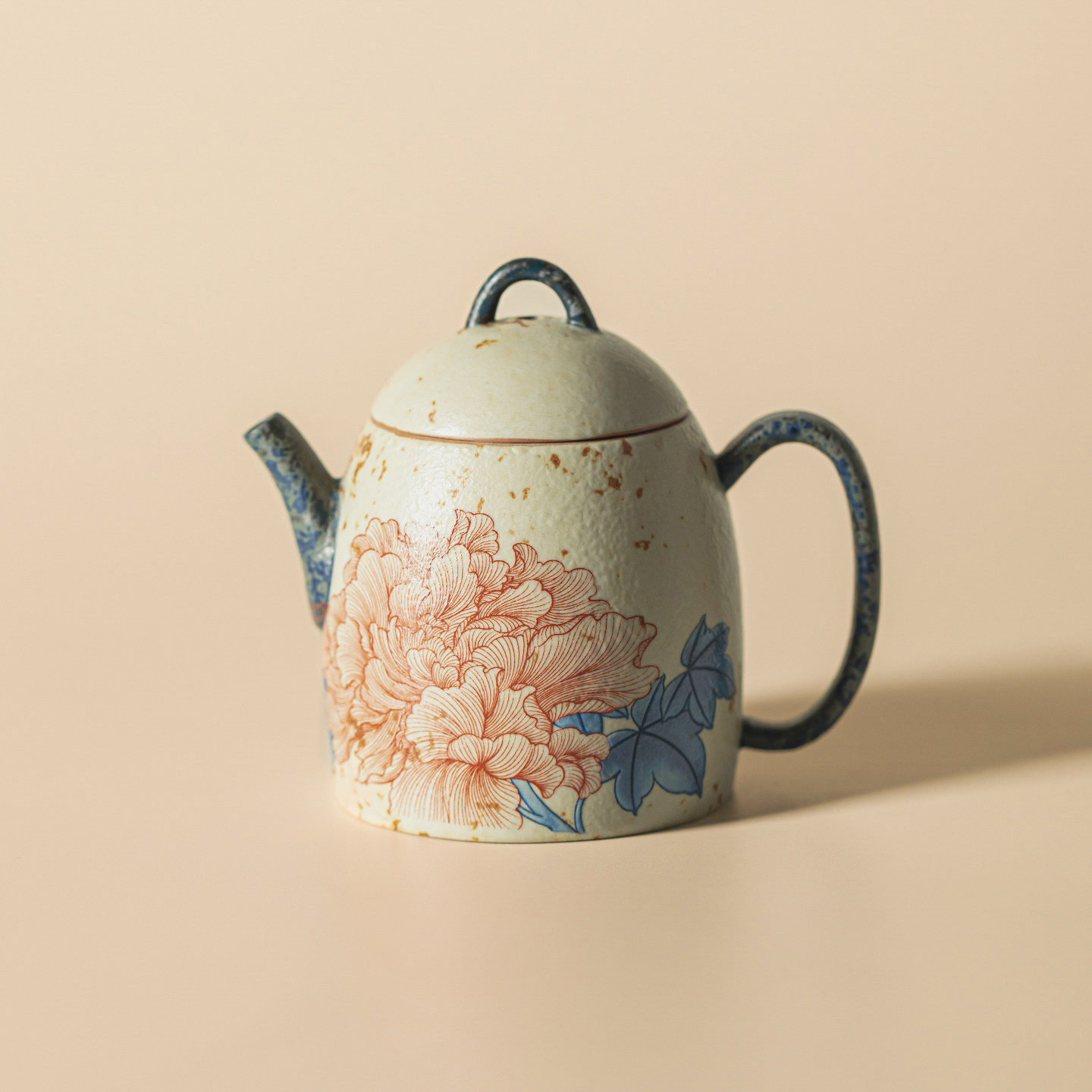 右汝火石红芙蓉花龙胆壶陶瓷茶壶