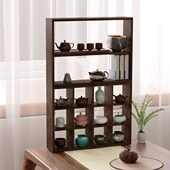 实木博古架茶室茶叶茶具收纳架紫砂壶置物架茶杯架壁挂多宝阁复古