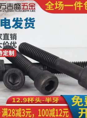 12.9级黑内六角杯头螺丝螺栓加长半螺纹M22M24M27*x80x90x100x400