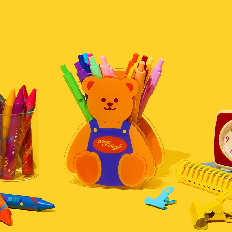 wiggle wiggle亚克力笔筒桌面收纳盒文具整理R盒学生开学创意笔筒