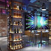 发光酒架隔断铁艺屏风工业风餐厅音乐酒吧墙上壁挂装 饰层板红酒架