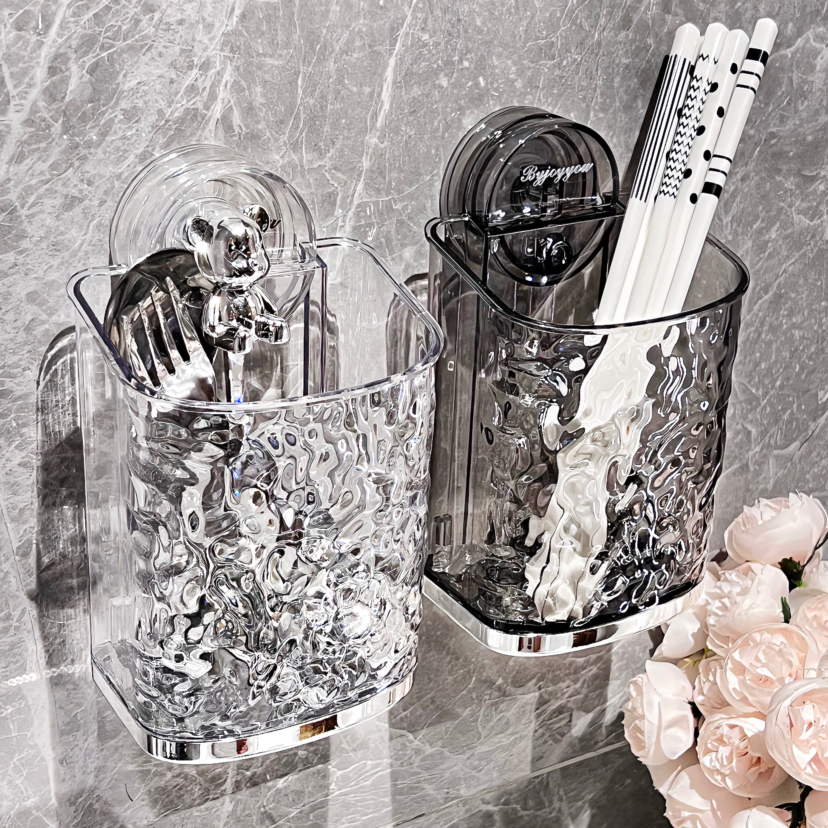 吸盘筷子收纳盒筷笼家用高档新款20D23筷子筒壁挂式厨房勺子置物