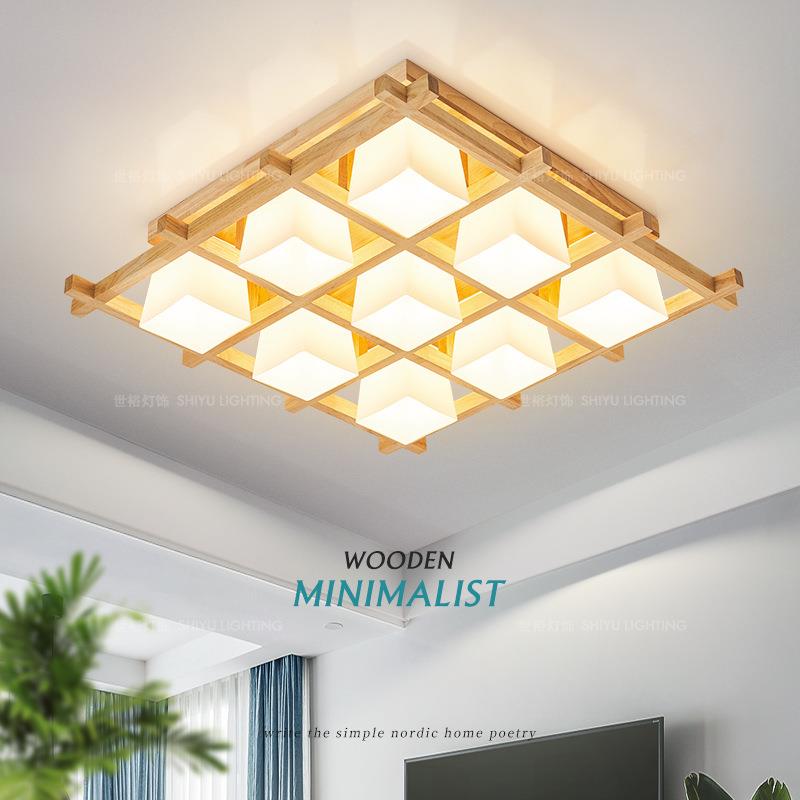 北欧客厅灯吸顶灯卧室灯榻榻米原木创意简约现代大气日式风格灯具