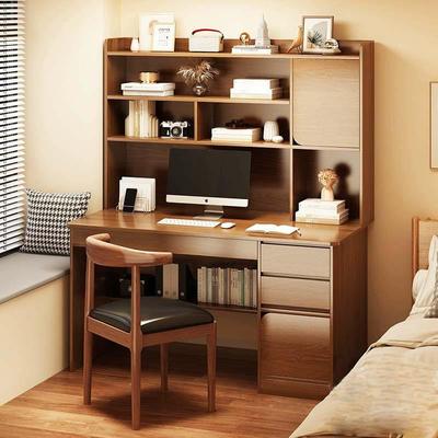 书桌书架一体电脑桌台式家用学生学习桌椅组合简约卧室办公写字桌