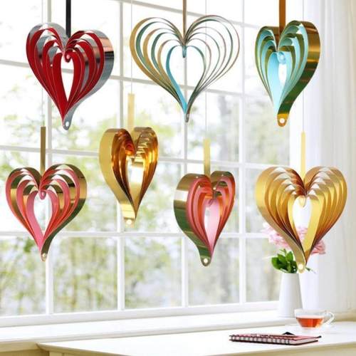 七夕节爱心立体吊饰四件套店铺装饰橱窗吊饰珠宝店金店吊顶布置品