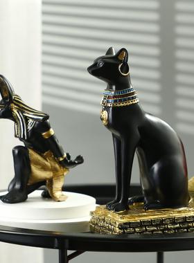 阿努比斯狗神猫神红酒架手机支架家居客厅桌面装饰树脂工艺品摆件