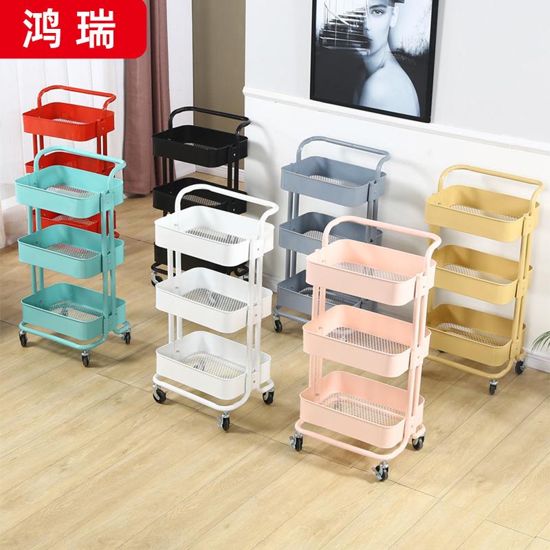 小推车置物架婴儿用品零食收纳碳钢浴美容院收纳架室厨房置物架