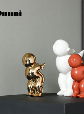 Dnnni抽象人物陶瓷摆s件北欧现代简约家居客厅样板房酒店装饰饰品