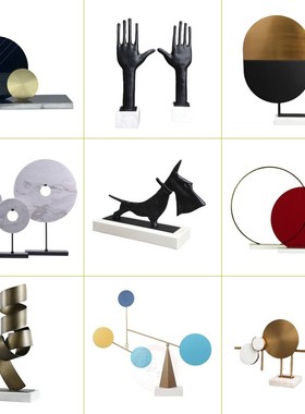 简约创意几何金属摆件q现代客厅电视柜酒柜摆设样板间轻奢软装饰