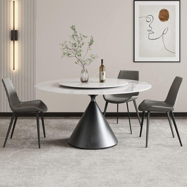岩板圆餐桌黑色意式极简轻奢现代圆桌家用中小户型圆形酒店饭桌椅,住宅家具,岩板餐桌,淘宝优惠券,粉丝福利购,淘宝优惠卷