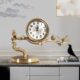 创意家用台式 复古时钟时尚 钟 轻奢客厅摆件台式 黄铜钟表座钟新中式