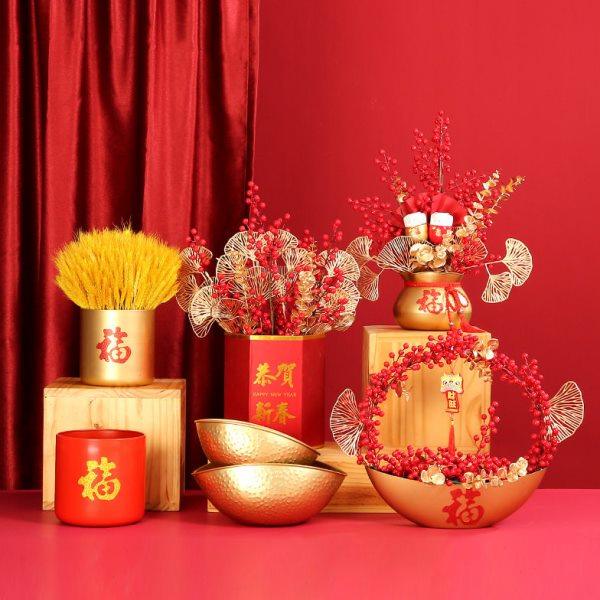 新年大福桶银柳金属福桶年宵花礼鲜花包装礼盒花桶喜庆聚宝盆摆件,家居饰品,福桶,淘宝优惠券,粉丝福利购,淘宝优惠卷