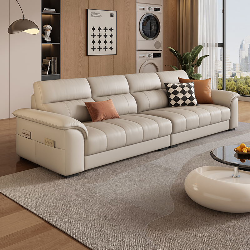 岚瑟琳真皮沙发头层n牛皮小户型现代简约客厅意式奶油风直排钢琴