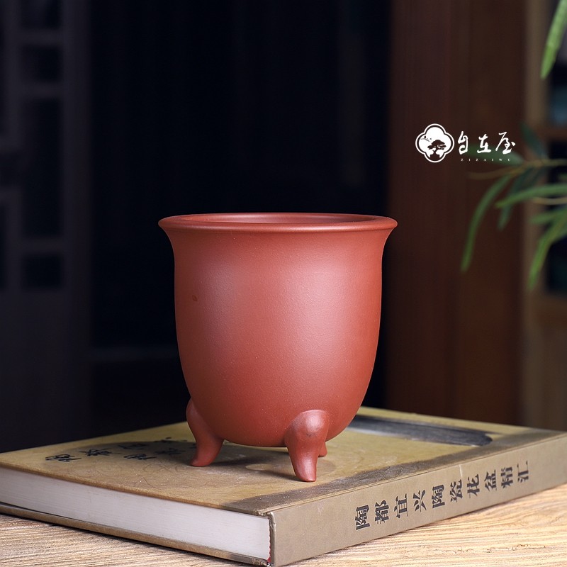 三足精品龙蛋盆自在屋特价紫砂花盆盆景盆盆栽桌面中国风