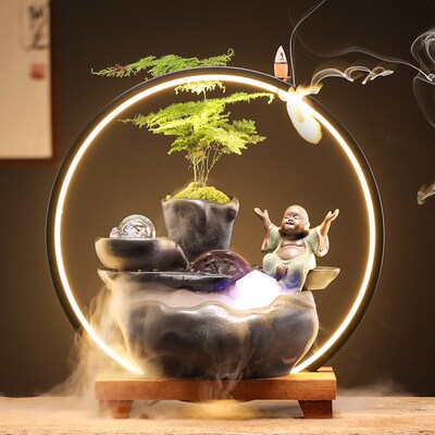 流水生财招财摆件创意客厅办公室桌面新居乔迁开业搬家装饰品礼物