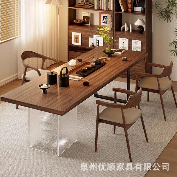 北美黑胡桃木茶桌椅组合现简约家用客厅实木泡茶台亚克力茶桌,商业/办公家具,茶台/茶桌,淘宝优惠券,粉丝福利购,淘宝优惠卷