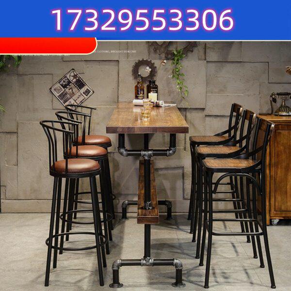 高脚桌实木靠墙简约吧台桌椅组合长条桌家用阳台个性酒吧吧台桌小