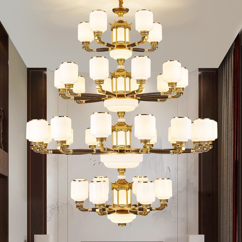 艺术灯新中式客厅主吊灯2023新款豪华别墅酒N店复式楼高端大气中