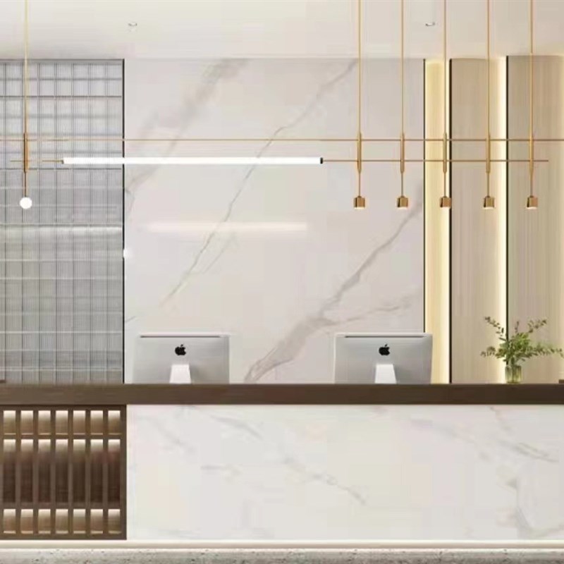 吊灯简约创意售j楼部酒店会所长条吧台超长办公区接待前台灯具