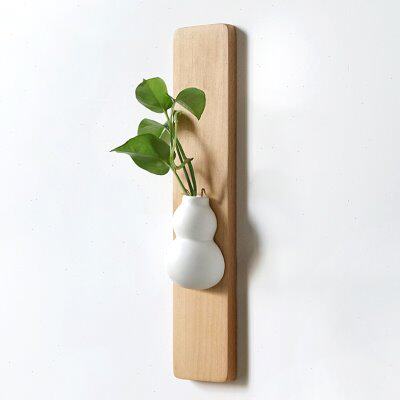 简约创意墙面装饰挂件壁挂餐厅玄关墙壁饰挂墙水培实木陶瓷插花器