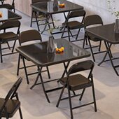 复古风餐桌椅组合早餐店户外快餐店小吃店可折叠餐饮外摆桌椅商用