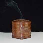 大号铜香炉紫铜郑玉龙喜上眉梢浮雕镂空篆香炉家用室内打纂铜香炉