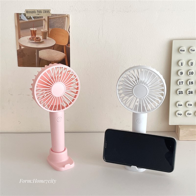 Home7city手n持小风扇可立式桌面小型学生USB充电便携式电风扇