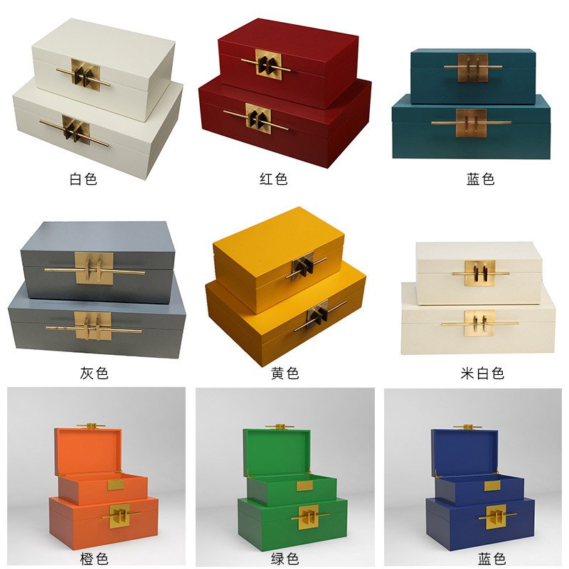 欧式简约风格首饰j盒木质样板房精美摆件典雅收纳盒衣帽间漆器木