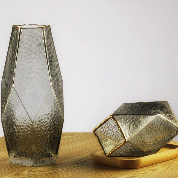 欧式轻奢几何金边玻璃花瓶养花器创意简约现代家居摆件饰品工艺品