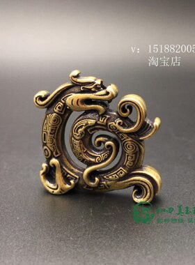 黄铜盘龙古风韵香插神兽龙造型艺术香插摆件仿古小铜器工艺品杂件