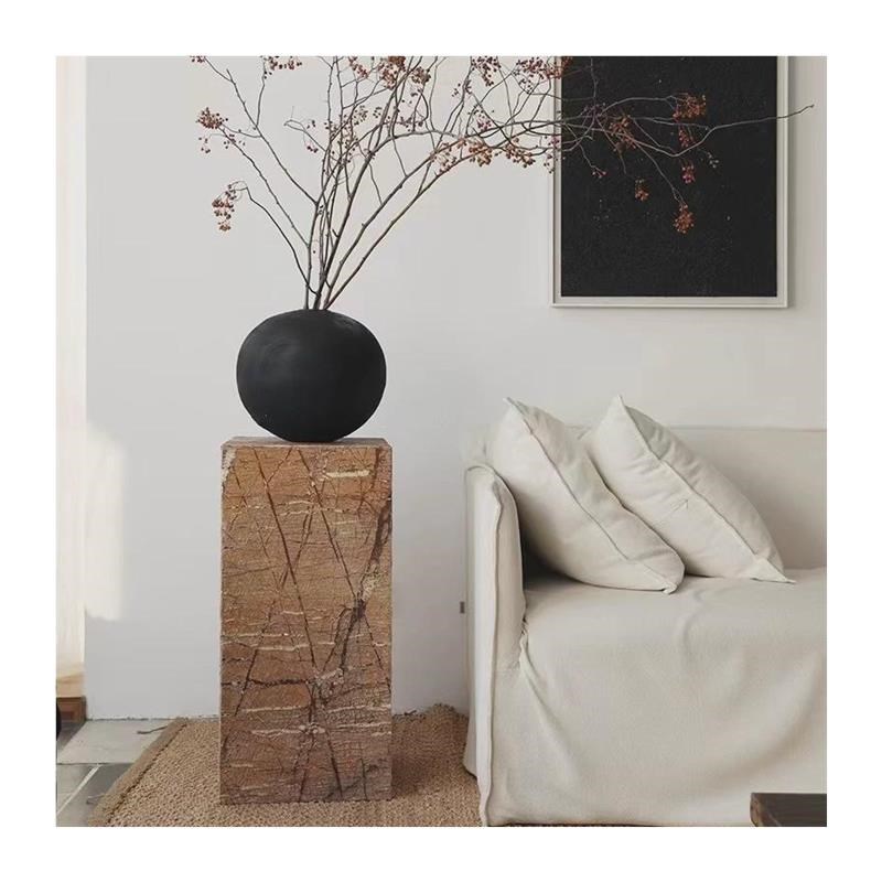 雨林啡大理d石雕塑台底座基座展示台落地摆件电T视柜旁边玄关沙发