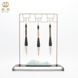 饰品 办公室样板房间毛笔架笔挂软装 现代简约新中式 禅意书房摆件