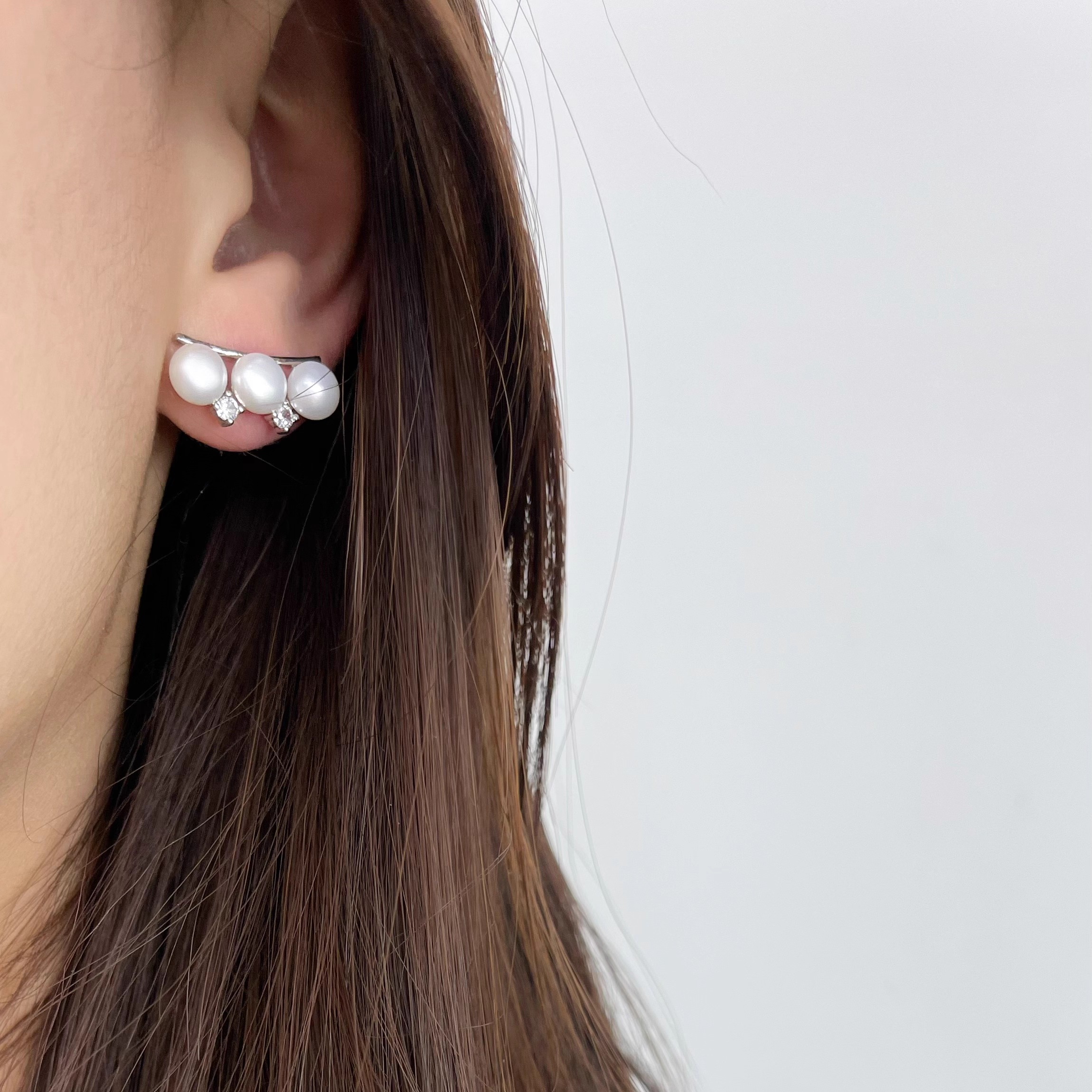 天然淡水珍珠微笑款耳钉