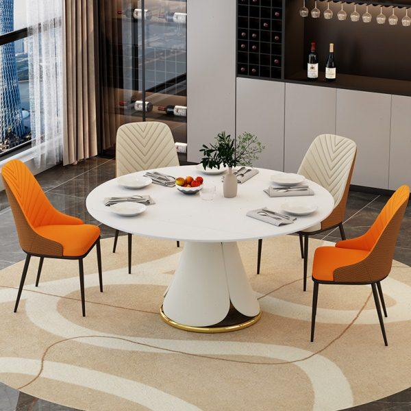 奶油风岩板餐桌可伸缩方圆两用餐桌椅组合小户型家用轻奢现代简约,住宅家具,岩板餐桌,淘宝优惠券,粉丝福利购,淘宝优惠卷