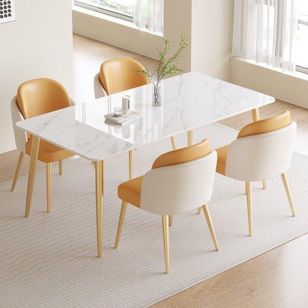 奶油风岩板餐桌家用小户型现代简约轻奢网红长方形餐桌椅组合一体,住宅家具,岩板餐桌,淘宝优惠券,粉丝福利购,淘宝优惠卷