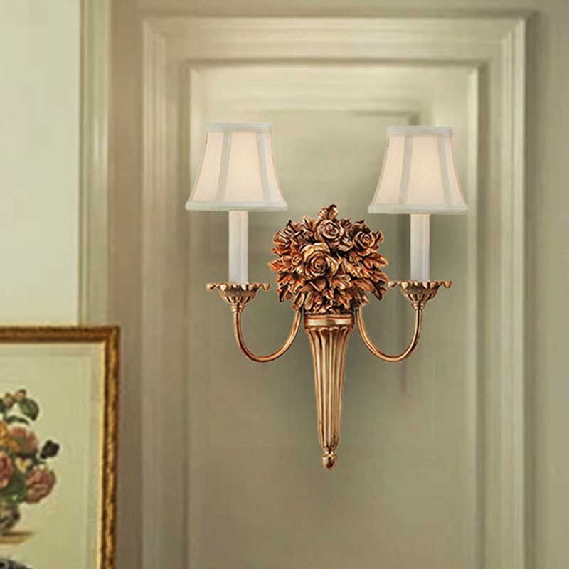 SY奢华纯铜玫瑰花朵全铜t壁灯欧美法式别墅客厅背景墙床头卧室灯