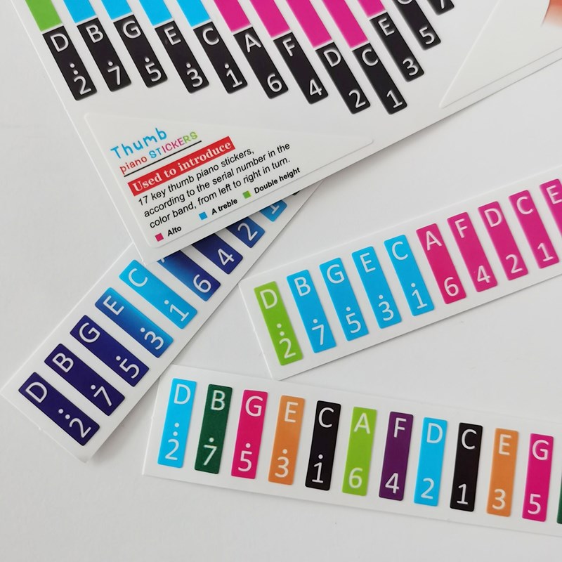 1721音拇指琴贴纸双手t琴透明音符贴初学卡林巴音贴不干胶标音阶