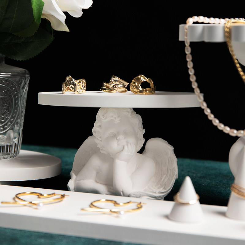 饰品展示架陈列店铺桌p面手饰摆件创意石膏简约耳饰戒指托盘首饰