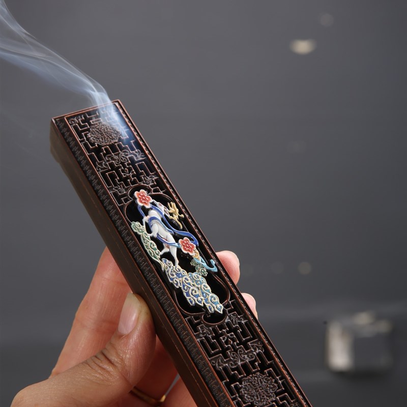 彩绘合金香炉薰香炉檀香线香炉A卧香炉室内香薰摆件香盒插卧香盒