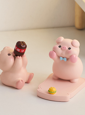 小猪手机b桌面支架可爱摆件办公室工位装饰治愈情绪稳定女生日礼