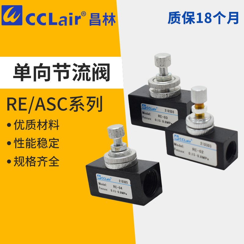 RE-01/02/03/04 ASC100气动200流量300单向节流阀ASC-06/08/.10/1