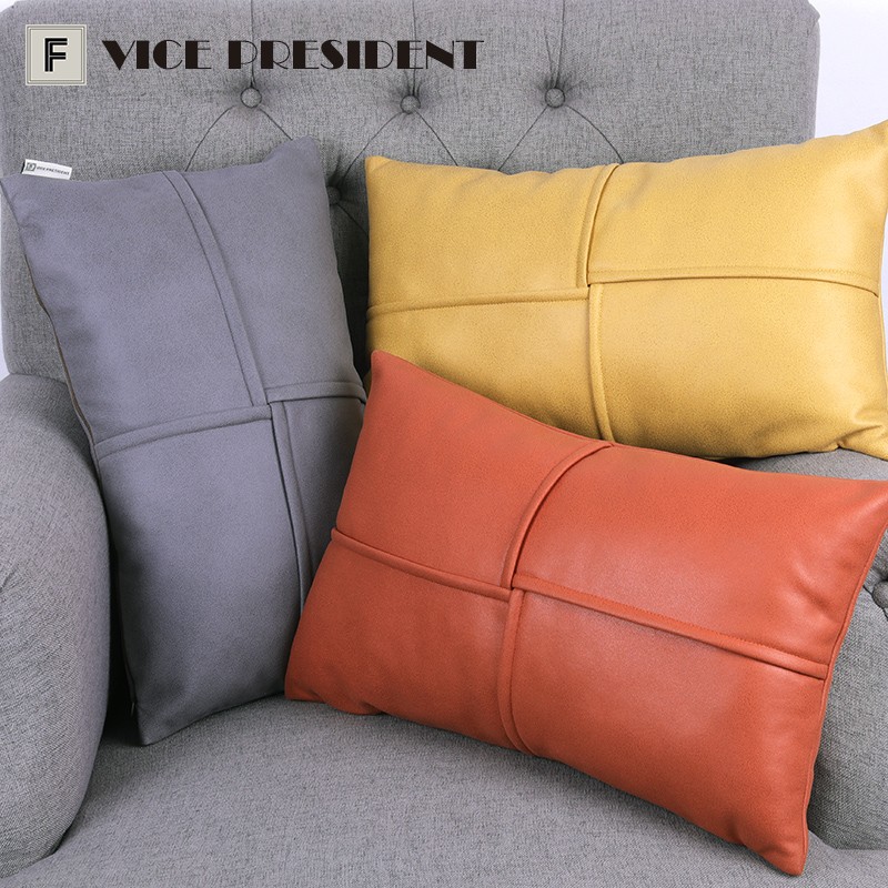 车载马仕a橙色科技布彷皮办公室腰B枕汽车护腰垫轻奢抱枕套大靠定