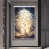 琼枝玉树入户玄关装 饰画客厅过道走廊挂画轻奢风高档LED灯发光画